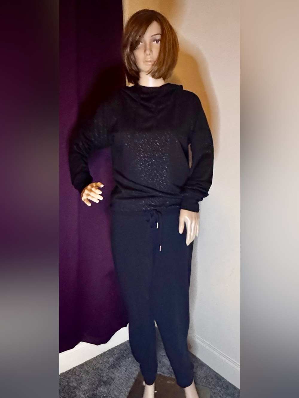 H&M Soft Black Women’s Medium Joggers with drawstring and tappered ankle